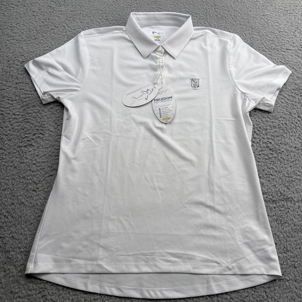 Greg Norman Play Dry Golf Polo Shirt Womens Large White Performance Tennis Top